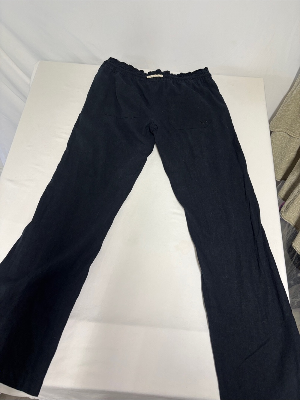 Roxy Women's Small Black Linen Blend Drawstring Beach Pants Pull On Casual - Picture 4 of 5